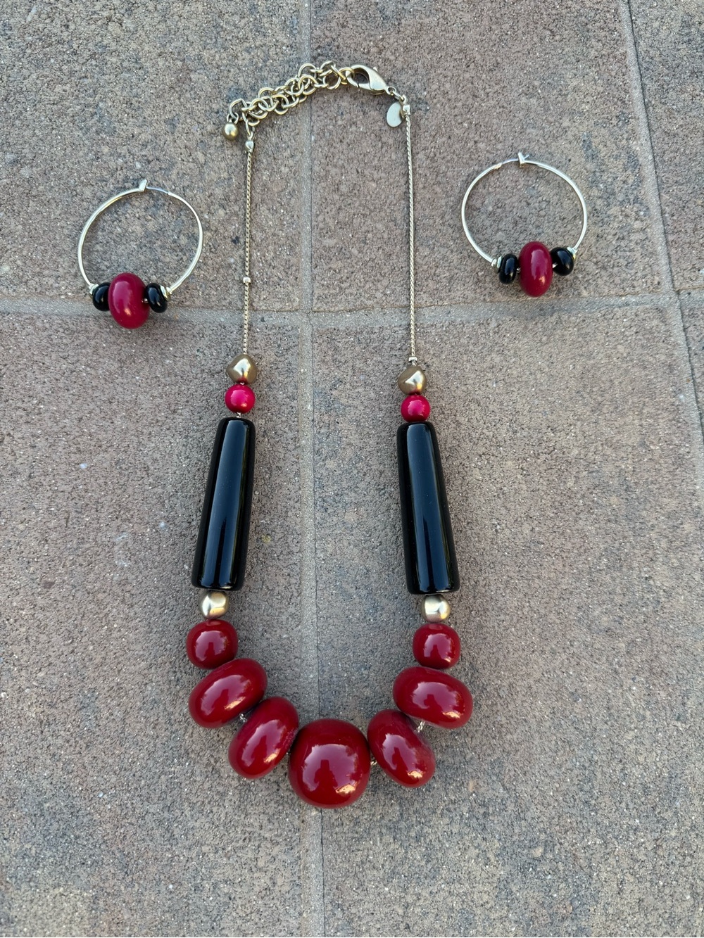 Chicos red necklace and earrings